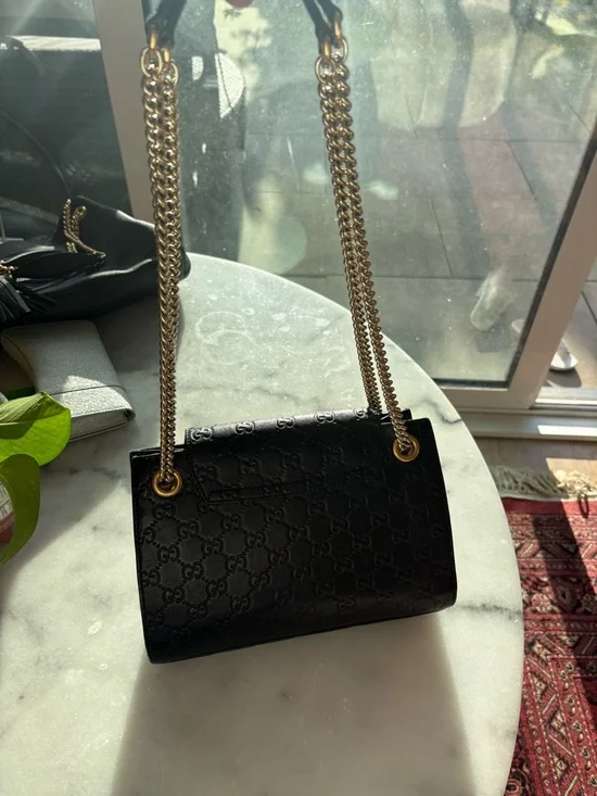 GUCCI BLACK GUCCISSIMA EMILY SMALL CHAIN SHOULDER BAG - Picture 2 of 9